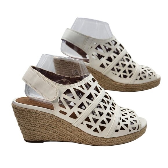 Comfortview 8.5W Espadrilles Karen Sandals White Man Made READ - Picture 2 of 8